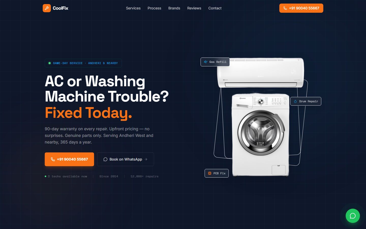 CoolFix appliance repair demo site