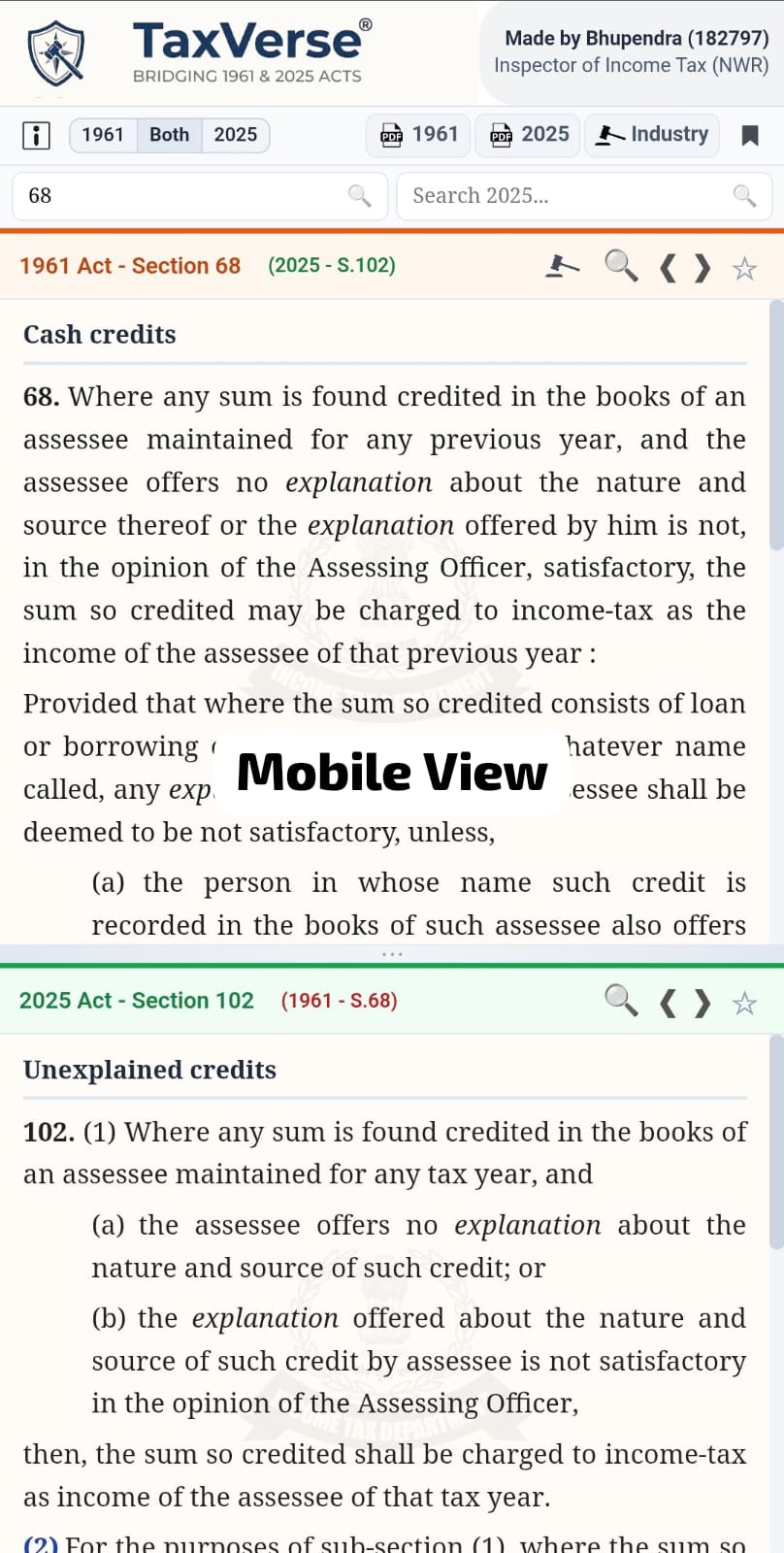 Taxverse mobile research view