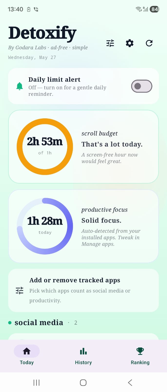 Detoxify App Categories