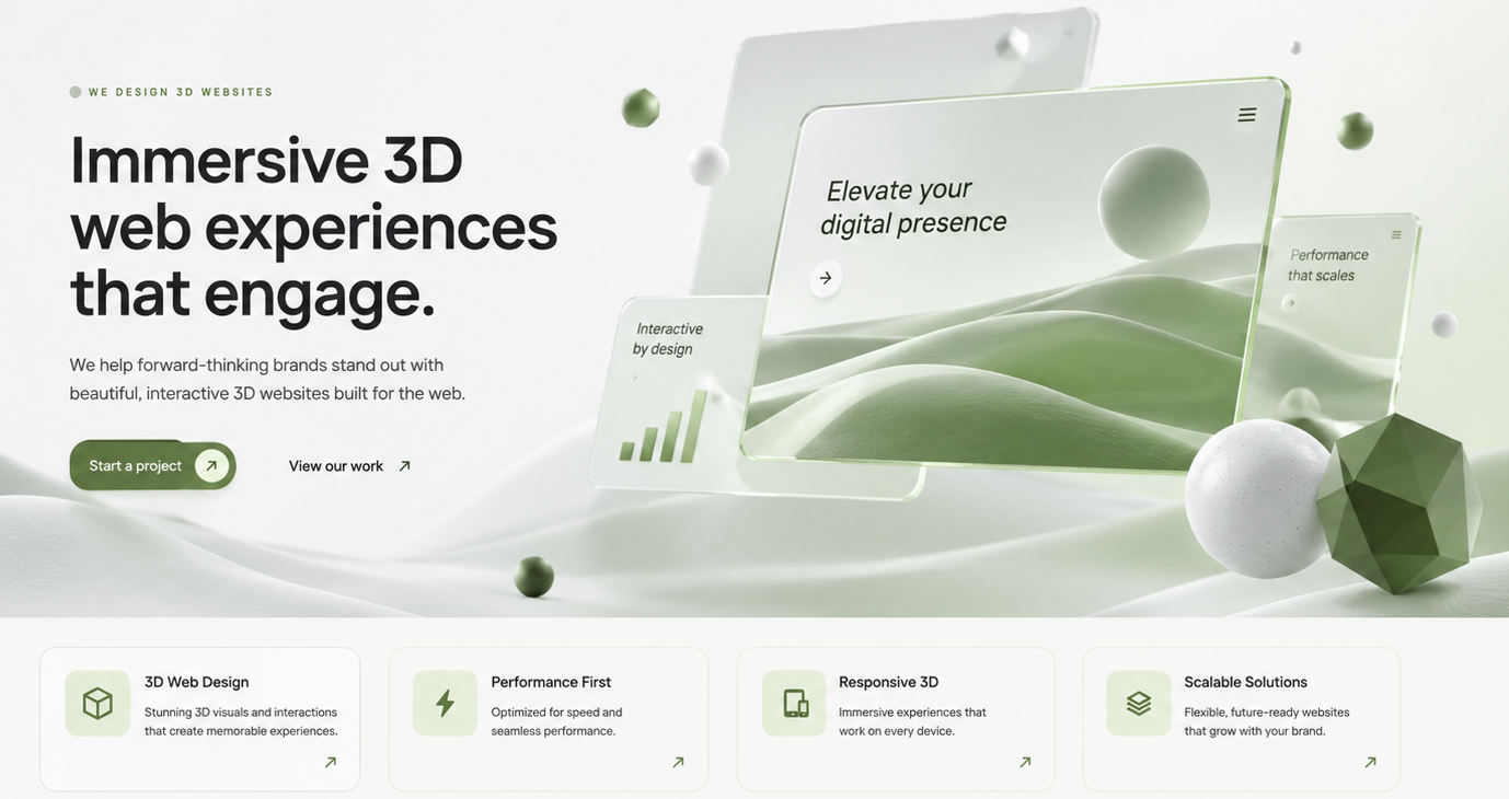 Interactive 3D website experience